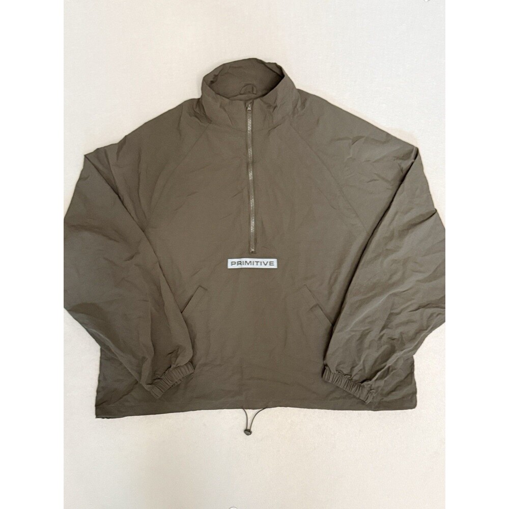 Primitive Skateboarding 1/2 Zip Wind Breaker Jacket Dark Olive/Gray Size Large